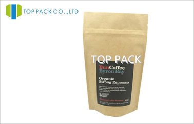 O costume do papel de embalagem de Brown Imprimiu o fechamento 100g do fecho de correr dos sacos de café, levanta-se o malote