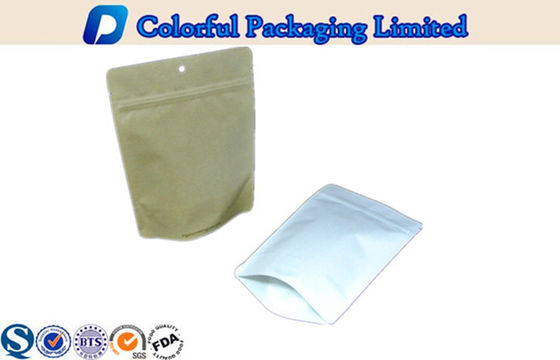 O tempero branco Kraft Resealable levanta-se malotes com entalhe do rasgo