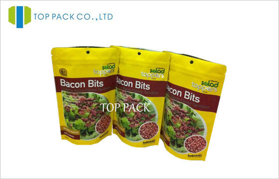 Os MOPP amarelos/FOLHA plástica levantam-se malotes Resealable para a impressão do Gravure dos bocados do bacon