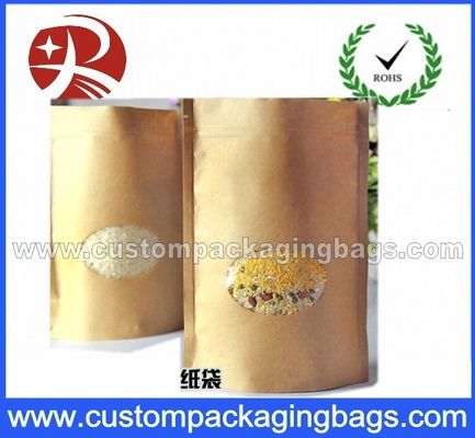 Saco ereto laminado do papel de embalagem do fechamento do zíper para o alimento com janela transparente