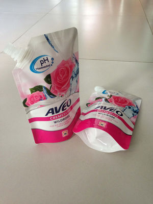 Os malotes jorrados laminados que empacotam sacos polis para o leite de feijão de soja levantam-se o malote do bico
