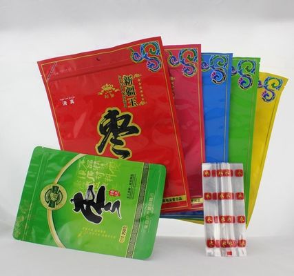 Gravure que imprime sacos de plástico Resealable do alimento, sacos de plástico vermelhos eretos livres do fechamento do fecho de correr da data