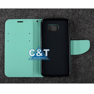Caixa da galáxia S6 de Samsung da aleta da carteira do couro do plutônio com suporte das ranhuras para cartão