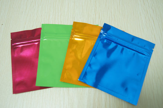 Selo pequenos Mylar lateral do saco da folha de alumínio três lustrosos coloridos liso com Ziplock