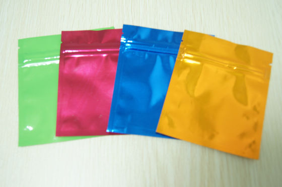 Selo pequenos Mylar lateral do saco da folha de alumínio três lustrosos coloridos liso com Ziplock