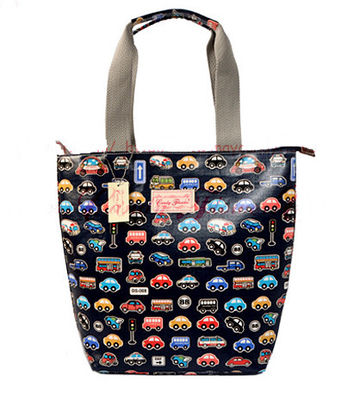 Sacos de compras reusáveis impressos peso leve, sacos reusáveis do almoço do teste padrão do carro