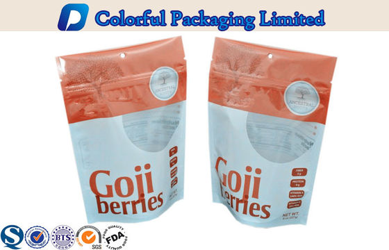 plásticos Resealable de 8oz Goji levantam-se sacos do malote do zíper com janela