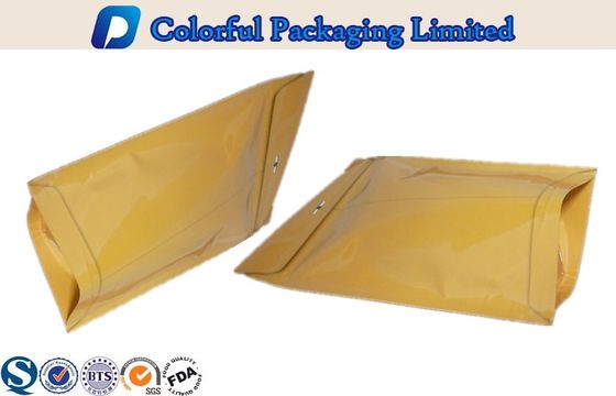 O Ziplock amarelo recicl plástico levanta-se o malote para o chá, petiscos, alimento da porca