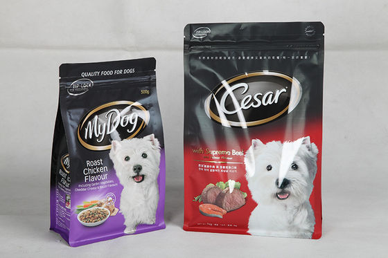 Malote impresso Resealable da parte inferior lisa de empacotamento de alimento para cães com zíper