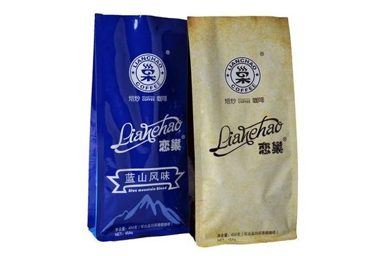 O café de Eco que empacota o malote da parte inferior lisa/Resealable amigáveis levanta-se malotes